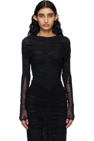 MUGLER Justaucorps noir à effet ruché