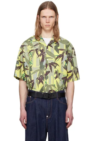 Kenzo Chemise à manches courtes verte à motif bambou de style camouflage