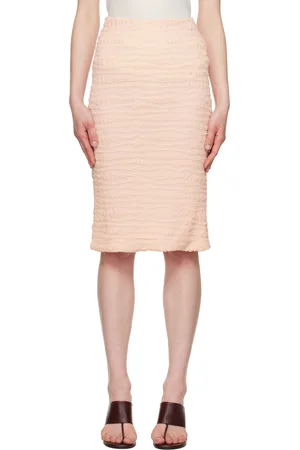 Jil Sander Jupe midi rose à effet bouillonné