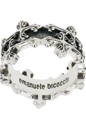 EMANUELE BICOCCHI Anneau argenté à croix Avelli étagées