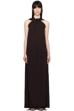 Jil Sander Robe longue drapée brune