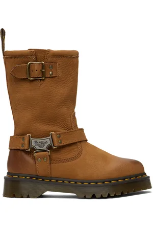 Dr. Martens Bottes motard hauteur mi-mollet Anistone brun clair en cuir