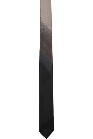 DRIES VAN NOTEN Cravate noir et taupe en soie
