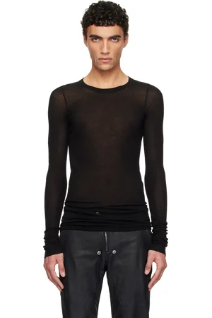 Rick Owens T-shirt à manches longues noir en jersey côtelé - Hollywood