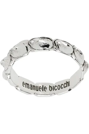 EMANUELE BICOCCHI Bague argentée à ornements gaufrés façon croco exclusive à SSENSE