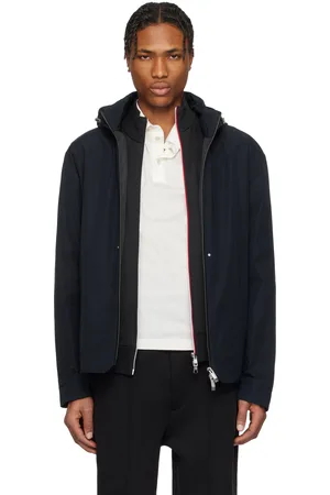 Moncler Coupe-vent Lacha bleu marine à capuche