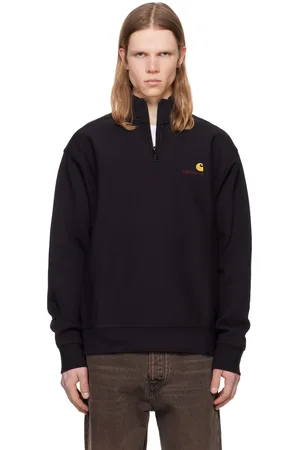 Carhartt Pull molletonné noir à demi-glissière et à logo American Script