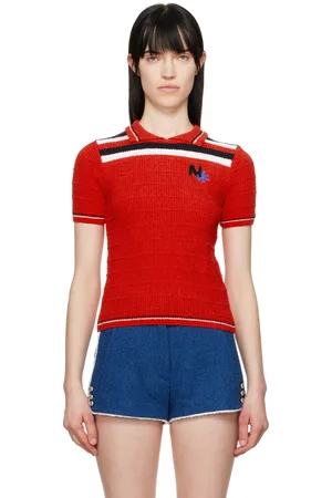 Msgm Polo rouge à logos brodés