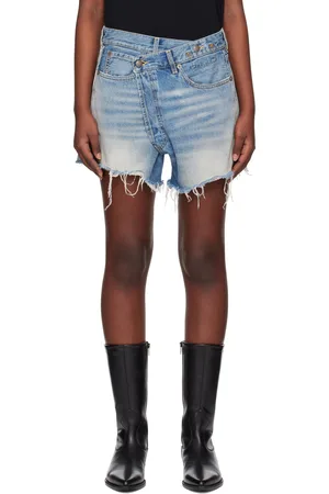 R13 Short bleu en denim à taille décentrée