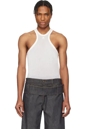 Courrèges Débardeur blanc en filet scuba