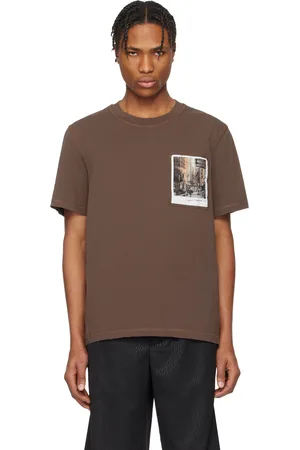 Helmut Lang T-shirt brun à image de carte postale
