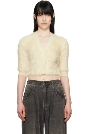 R13 Cardigan bouffant blanc cassé