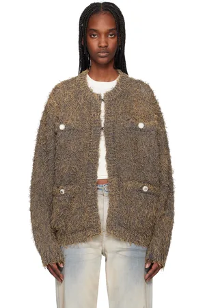 DOUBLET Cardigan gris en tricot à poils longs