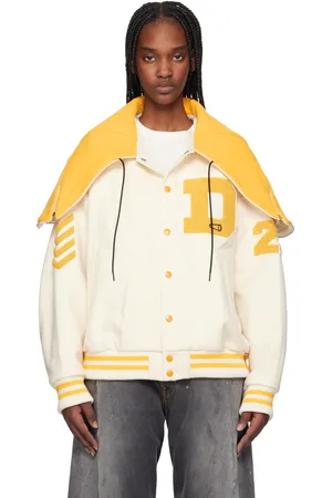 DOUBLET Blouson aviateur de style teddy blanc cassé à capuche en forme de pétales