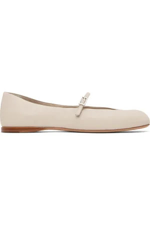 Max Mara Ballerines blanc cassé à boucle graphique