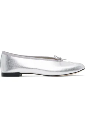 Marine Serre Ballerines Lilouh argentées en nappa édition Repetto