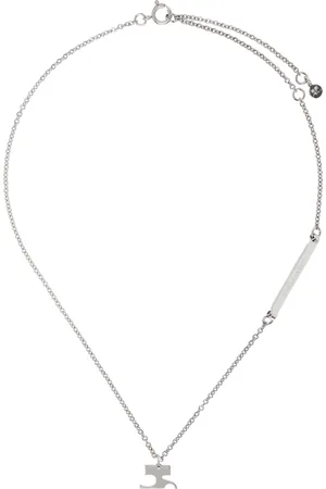Courrèges Collier argenté en chaine à logo AC