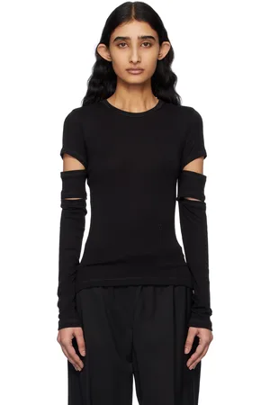 Helmut Lang T-shirt à manches longues noir à découpes