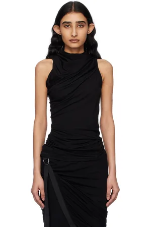 Helmut Lang Haut sans manches noir à effet drapé