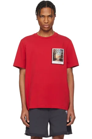Helmut Lang T-shirt rouge à image de carte postale