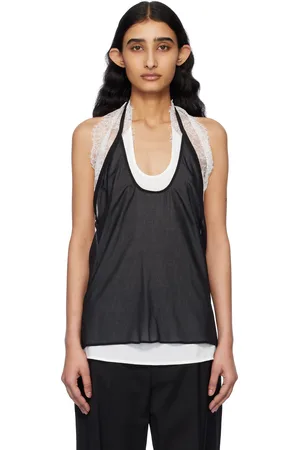 Helmut Lang Débardeur Dancer noir à garniture en dentelle
