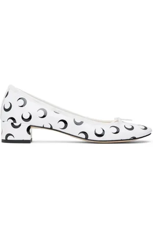 Marine Serre Chaussures à talon de style ballerine Camille blanc et noir édition Repetto
