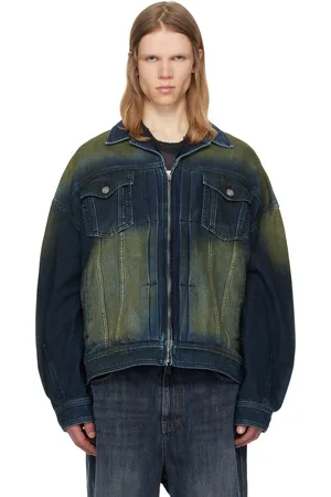 JUUN.J Blouson camionneur bleu marine en denim à glissière