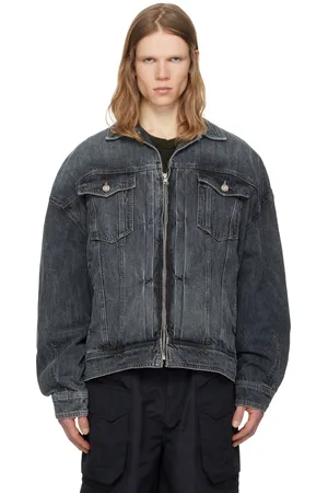 JUUN.J Blouson camionneur gris en denim à glissière