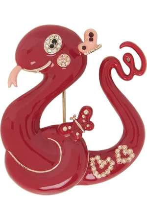 Max Mara Broche Carella rouge et doré