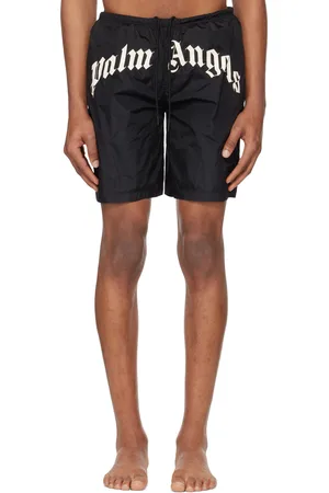 Palm Angels Maillot de bain noir à logo incurvé