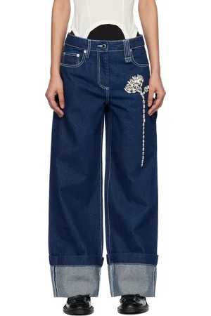 Simone Rocha Jean boyfriend bleu à appliqué d