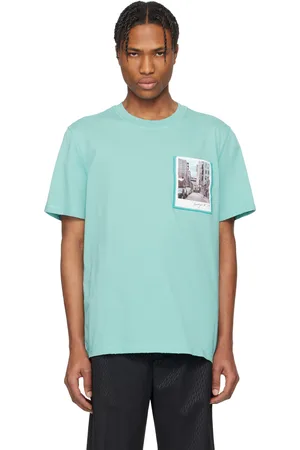 Helmut Lang T-shirt bleu à image de carte postale