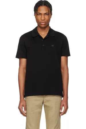 Courrèges Polo noir en piqué à logo AC