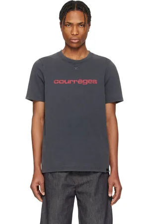 Courrèges T-shirt gris à logo AC brodé et à effet délavé