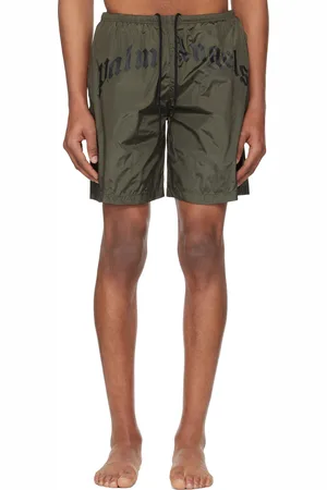 Palm Angels Maillot de bain kaki à logo incurvé