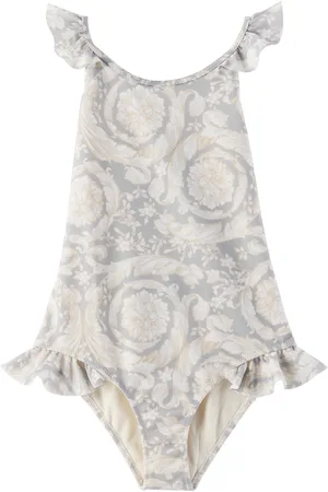 VERSACE Enfant | Maillot de bain gris à motif Barocco