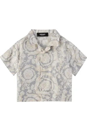 VERSACE Bébé | Chemise grise en soie à motif Barocco