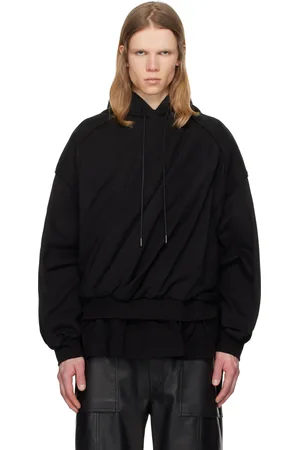 JUUN.J Pull à capuche étagé torsadé noir
