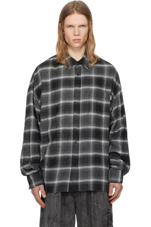 JUUN.J Chemise froissée grise à carreaux