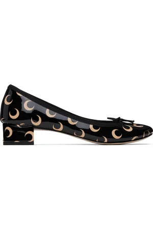 Marine Serre Chaussures à talon Camille noir et beige en cuir à motif à logos édition Repetto