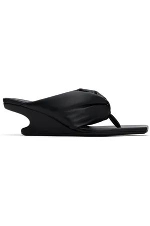 Rick Owens Sandales à talon en porte-à-faux 45 noires à bride de style tong - Hollywood