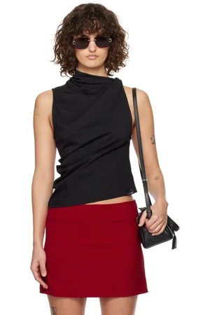 Courrèges Débardeur drapé noir en jersey