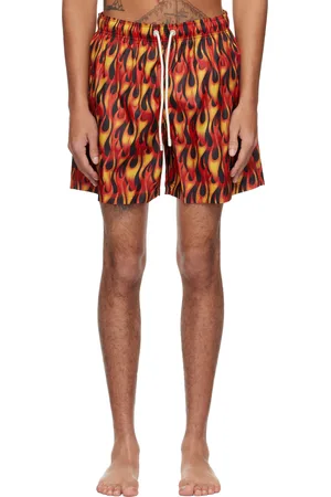 Palm Angels Maillot de bain rouge à motif de flammes