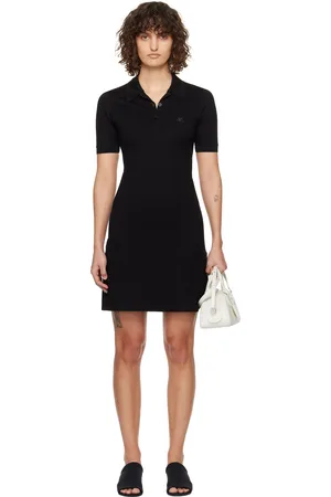 Courrèges Robe polo courte noire en piqué