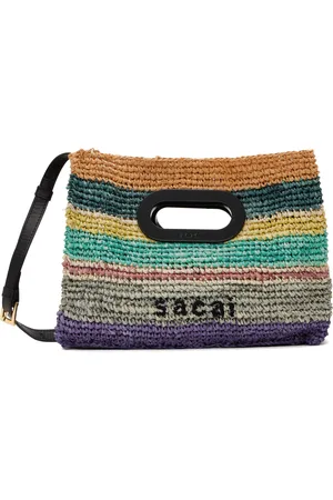 SACAI Petit cabas multicolore en raphia