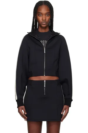 Palm Angels Blouson de survêtement écourté noir en néoprène