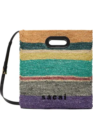 SACAI Moyen cabas multicolore en raphia