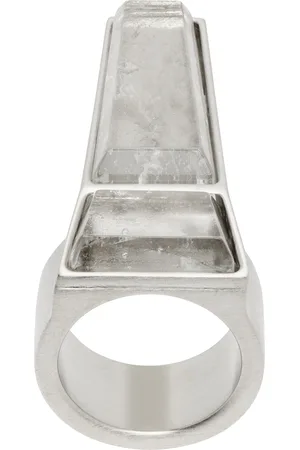 Rick Owens Bague argentée à ornement Trunk à cristaux de roche - Hollywood