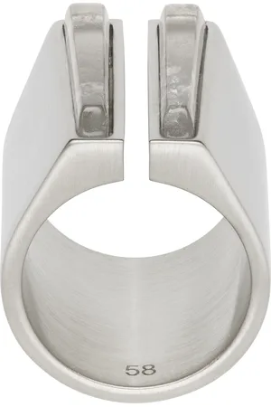 Rick Owens Bague ouverte argentée à cristaux de roche biseautés - Hollywood