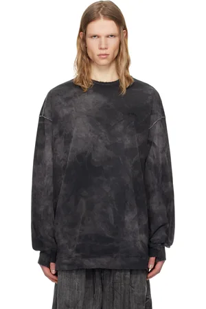 JUUN.J T-shirt à manches longues noir à effet délavé